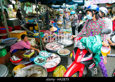 Markt, Sa Dec, Mekong-Fluss, Vietnam, Asien Stockfoto