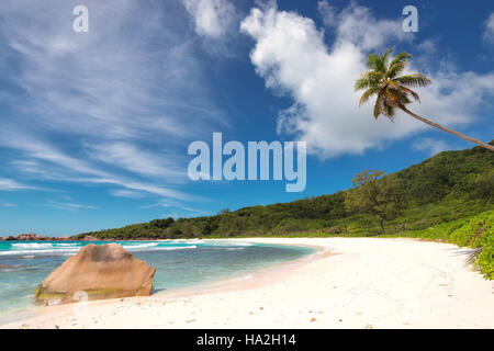 White Sand Beach auf der Insel La Digue, Seyshelles Stockfoto