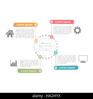 Kreis-Diagramm-Design-Vorlage mit vier Elementen Stockfoto