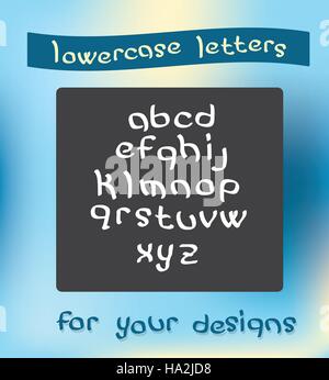 Kleinbuchstaben Sie englisches Alphabet. Handgeschriebene Schrift Zeichensymbole. Vektor-Illustration. Stock Vektor