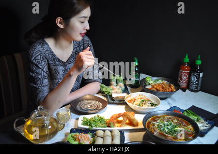 Eine große Auswahl an Gourmet-vietnamesisches Essen im neuen Restaurant Le Hanoi im Londoner Viertel in China town Stockfoto