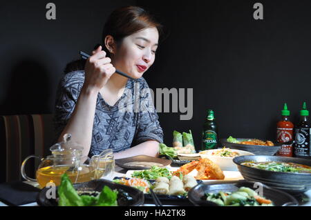 Eine große Auswahl an Gourmet-vietnamesisches Essen im neuen Restaurant Le Hanoi im Londoner Viertel in China town Stockfoto