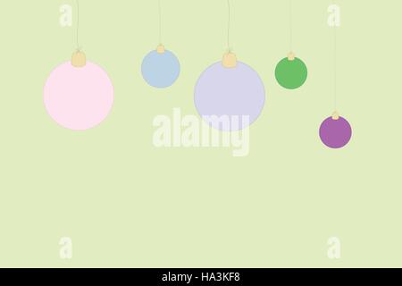 Weihnachts-Postkarte mit verschiedenen farbigen Kugeln Stock Vektor
