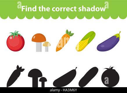 Kinder s Lernspiel, finden richtige Schatten Silhouette. Vektor-illustration Stock Vektor
