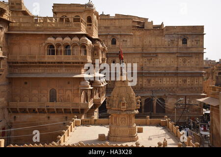 Altbauten in Jaisalmer Fort - Jaisalmer, Rajasthan, Indien Stockfoto