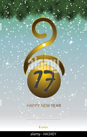 Frohes neues Jahr 2017 mit Weihnachten Hintergrund Stock Vektor