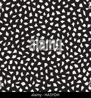 Nahtlose schwarz-weiß nervös durcheinander Formen Mosaik Vektormuster Stock Vektor