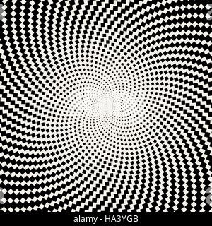 Vektor schwarz-weiß Spirale Halbton radialen Farbverlauf optische Täuschung Stock Vektor