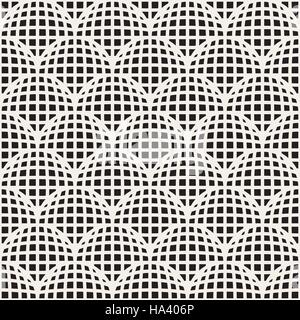 Nahtlose schwarz / weiß Retro-geometrische Arc Grid Vektormuster Stock Vektor