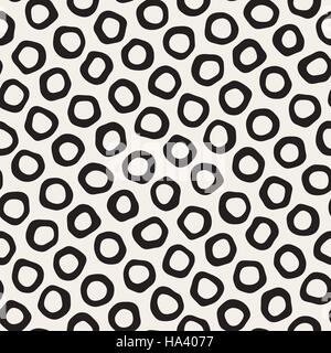 Nahtlose schwarz-weiß durcheinander Kreise Vektormuster Stock Vektor