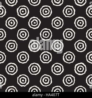 Konzentrische Kreise Vektormuster nahtlos schwarz / weiß Stock Vektor