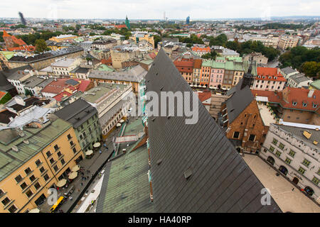 Draufsicht auf die Dächer Krakau Altstadt, Polen. Stockfoto