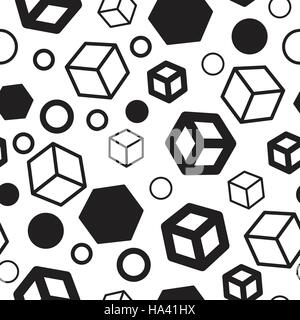 80er Jahre Retro-nahtlose Muster. 1990-Hintergrund-Stil. Mathematische Muster aus geometrischen Formen. Vektor-Illustration. Memphis-Stil für Mode Stock Vektor