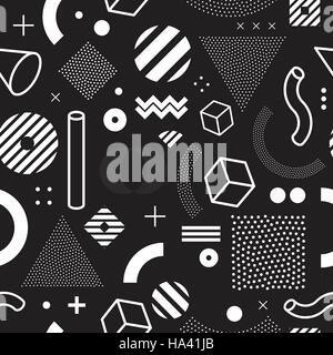 80er Jahre Retro-nahtlose Muster. 1990-Hintergrund-Stil. Mathematische Muster aus geometrischen Formen. Vektor-Illustration. Memphis-Stil für Mode Stock Vektor
