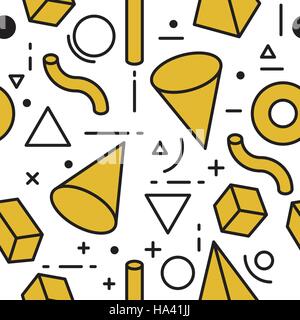 80er Jahre Retro-nahtlose Muster. 1990-Hintergrund-Stil. Mathematische Muster aus geometrischen Formen. Vektor-Illustration. Memphis-Stil für Mode Stock Vektor