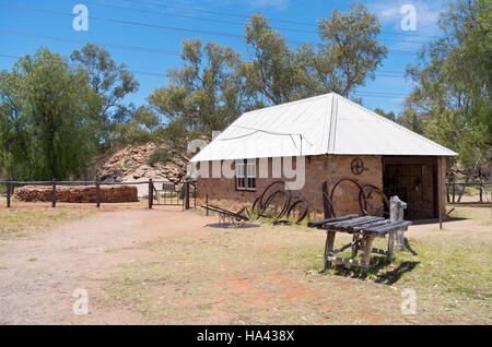 historische Telegrafenstation zu reservieren, Gebäude und Hof in Alice Springs Nordterritorium Australiens Hufbeschlag Stockfoto