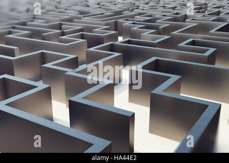 3D Abbildung konkrete Labyrinth, komplexe Konzept zur Problemlösung Stockfoto