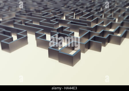 3D Abbildung konkrete Labyrinth, komplexe Konzept zur Problemlösung Stockfoto