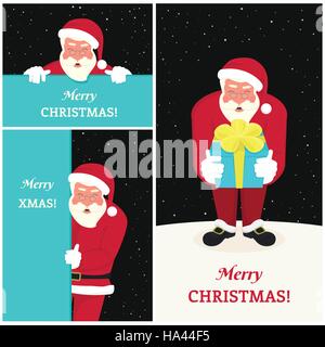 Satz von drei lächelnd Santa Claus Greeting Card design Stock Vektor
