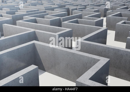 3D Abbildung konkrete Labyrinth, komplexe Konzept zur Problemlösung Stockfoto