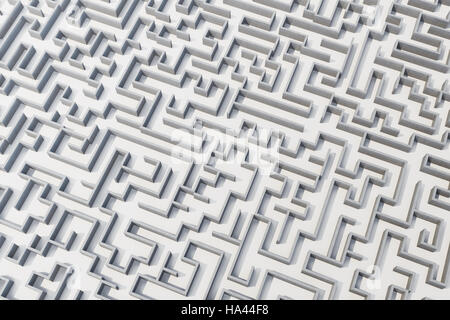 3D Abbildung konkrete Labyrinth, komplexe Konzept zur Problemlösung Stockfoto