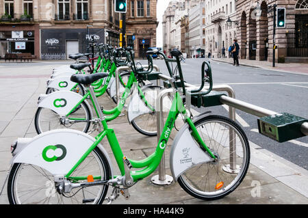 Liverpool Citybike Fahrräder zu mieten. Stockfoto