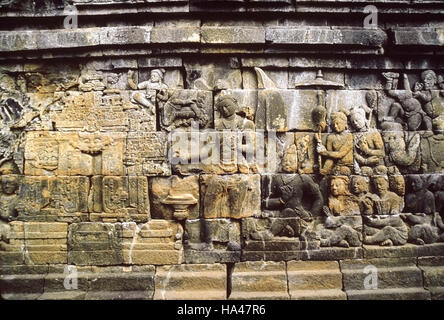 3. Galerie Ost 4. Borobudur, Indonesien. 9. Jahrhundert Mahayana buddhistischen Tempel Stockfoto