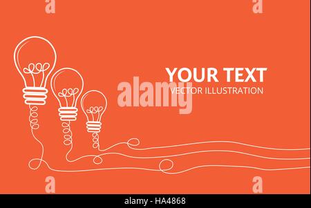 Mehreren Glühbirne Banner mit Draht. Idee-Konzept (Vektorgrafik) Stock Vektor