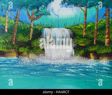 Wasserfall-Aquarell Stockfoto