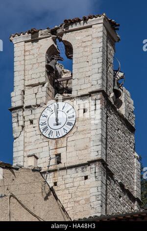 Nach dem Erdbeben in der Stadt der Valnerina, Italien. Gebäude haben in der Stadt stark beschädigt, wie zwei Erdbeben Mittelitalien am Mittwoch (26 Oct 16 erschüttert). Das zweite Beben registriert wurde bei einer Größenordnung von 6,0 auf der Richterskala und occ Stockfoto