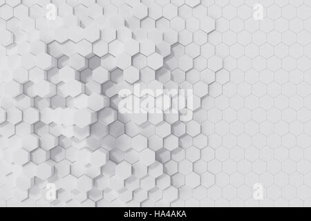 Weiße geometrischen sechseckigen abstrakten Hintergrund. 3D-Rendering Stockfoto