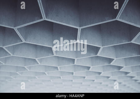 Abstrakte leichten grauen Sechseck konkrete Muster an Decke. 3D Rendering Stockfoto