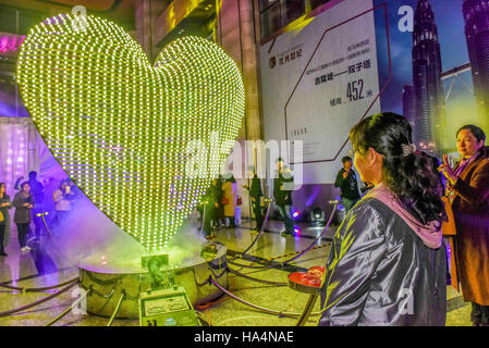 Nanning, Nanning, China. 26. November 2016. Nanning, CHINA-26. November 2016: (nur zur redaktionellen Verwendung. CHINA aus) Menschen Reiten Fahrräder, Strom für wunderbare Licht-Show in Nanning, Hauptstadt von Südwesten Chinas autonome Region Guangxi Zhuang am 26. November 2016 machen. Die Fahrräder, eingeführt aus Amerika, können Strom, wunderbare Licht-Show für Bürgerinnen und Bürger zu schaffen machen. © SIPA Asien/ZUMA Draht/Alamy Live-Nachrichten Stockfoto