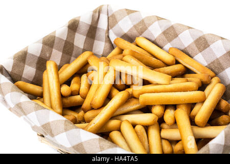 Knuspriges Brot-sticks mit Salz und Gewürzen Stockfoto