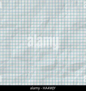 Raster nahtlose Rasterlinien auf gefaltetes Papier Textur Stockfoto