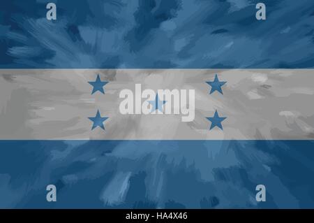Honduras bemalt / gezeichnete Vektor Flagge. Dramatische, ungewöhnliche Optik. Vektor-Datei enthält Flagge und Textur-Layer Stock Vektor