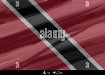 Trinidad und Tobago bemalt / gezeichnete Vektor Flagge. Dramatische, ungewöhnliche Optik. Vektor-Datei enthält Flagge und Textur-Layer Stock Vektor