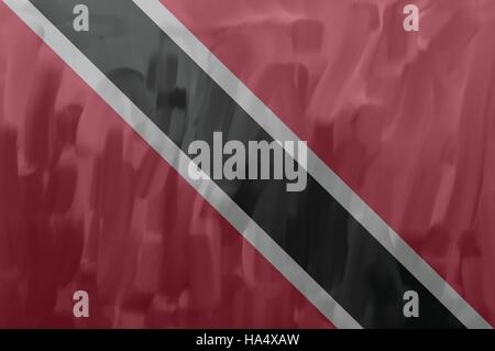 Trinidad und Tobago bemalt / gezeichnete Vektor Flagge. Dramatische, ungewöhnliche Optik. Vektor-Datei enthält Flagge und Textur-Layer Stock Vektor