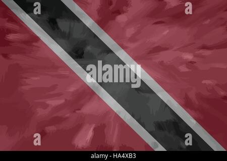 Trinidad und Tobago bemalt / gezeichnete Vektor Flagge. Dramatische, ungewöhnliche Optik. Vektor-Datei enthält Flagge und Textur-Layer Stock Vektor
