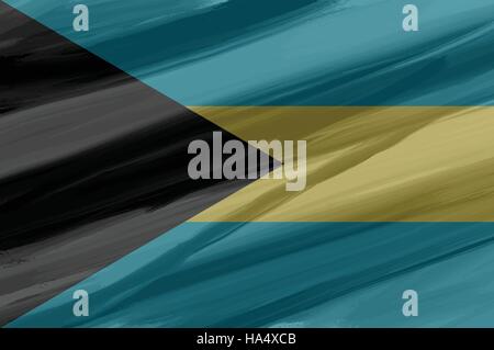 Bahamas bemalt / gezeichnete Vektor Flagge. Dramatische, ungewöhnliche Optik. Vektor-Datei enthält Flagge und Textur-Layer Stock Vektor