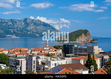 Budva, Insel Sveti Nikola und Stari Grad Stockfoto