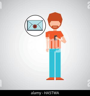 Zeichen mit Telefon e-Mail Umschlag Grafik Vektor Illustration Eps 10 Stock Vektor