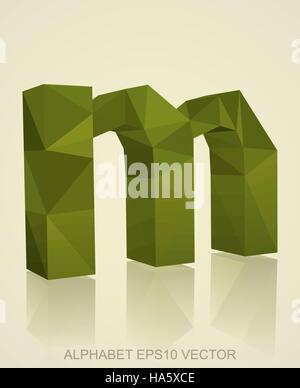 Abstrakte Khaki 3D polygonalen Kleinbuchstabe M mit Reflexion. Low-Poly-Alphabet-Sammlung. 10 EPS-Vektor-Illustration. Stock Vektor