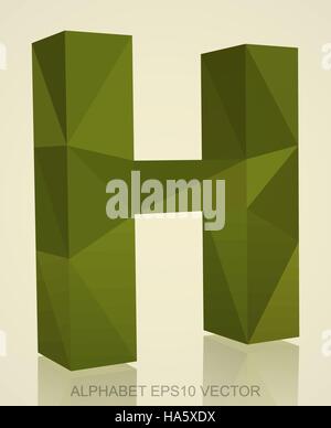 Abstrakte Khaki 3D polygonalen Großbuchstabe H mit Reflexion. Low-Poly-Alphabet-Sammlung. 10 EPS-Vektor-Illustration. Stock Vektor