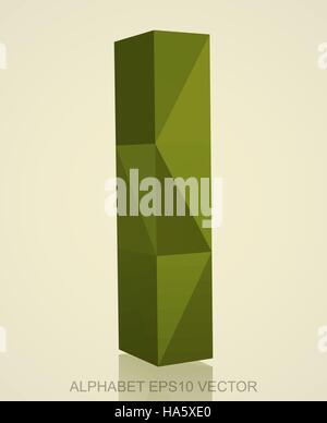 Abstrakte Khaki 3D polygonalen Kleinbuchstabe L mit Reflexion. Low-Poly-Alphabet-Sammlung. 10 EPS-Vektor-Illustration. Stock Vektor