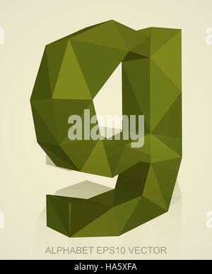 Abstrakte Khaki 3D polygonalen Kleinbuchstabe G mit Reflexion. Low-Poly-Alphabet-Sammlung. 10 EPS-Vektor-Illustration. Stock Vektor