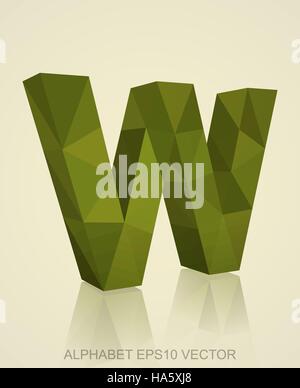 Abstrakte Khaki 3D polygonalen Großbuchstabe W mit Reflexion. Low-Poly-Alphabet-Sammlung. 10 EPS-Vektor-Illustration. Stock Vektor