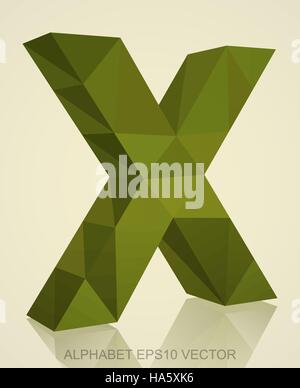 Abstrakte Khaki 3D polygonalen Großbuchstabe X mit Reflexion. Low-Poly-Alphabet-Sammlung. 10 EPS-Vektor-Illustration. Stock Vektor