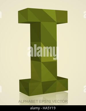Abstrakte Khaki 3D polygonalen Großbuchstabe I mit Reflexion. Low-Poly-Alphabet-Sammlung. 10 EPS-Vektor-Illustration. Stock Vektor