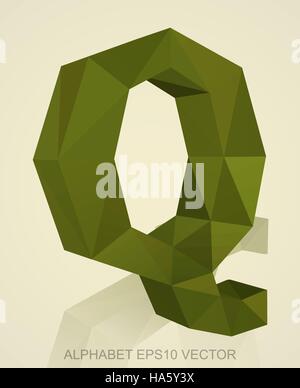Abstrakte Khaki 3D polygonalen Großbuchstabe Q mit Reflexion. Low-Poly-Alphabet-Sammlung. 10 EPS-Vektor-Illustration. Stock Vektor